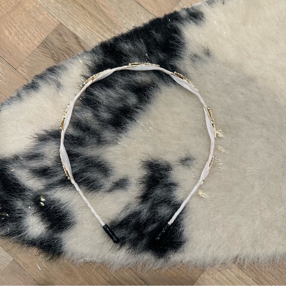 Headband Trio - Red Satin Weave - Navy Velvet - Skinny White w/ Gold Leaf - Picture 6 of 7